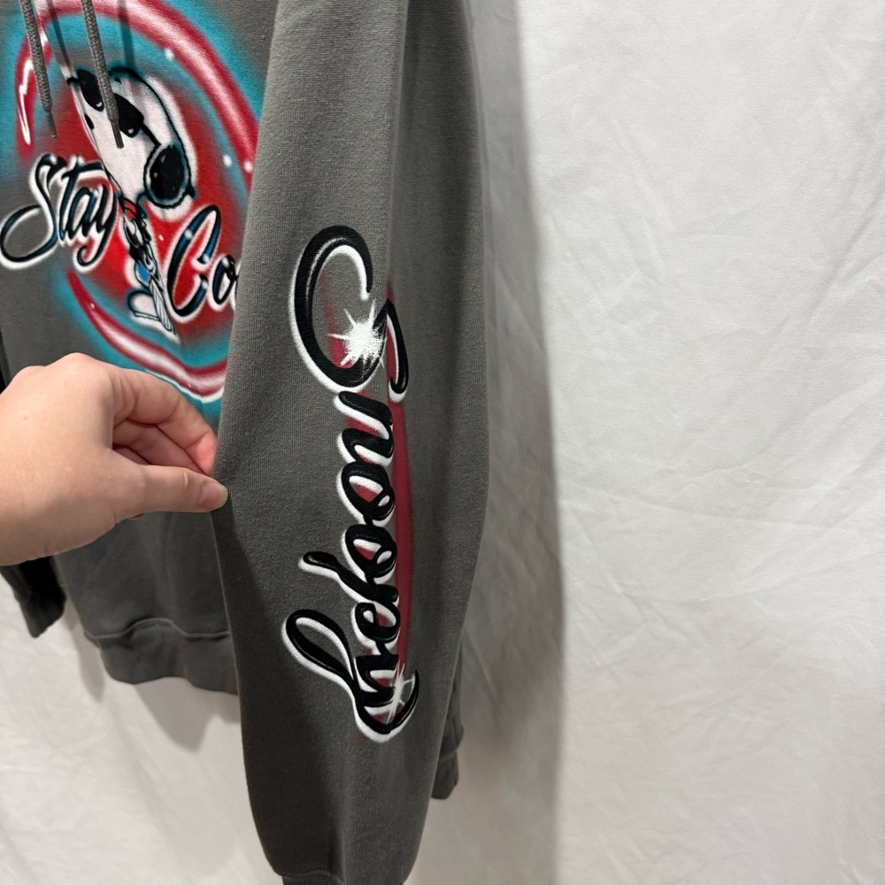 Peanuts Snoopy Graphic Hoodie Pullover Pocket Streetwear‎ Med Charlie Brown - Picture 5 of 11